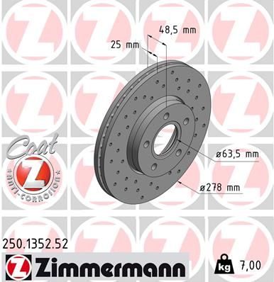 Гальмівний диск ZIMMERMANN 250135252 - zapix
