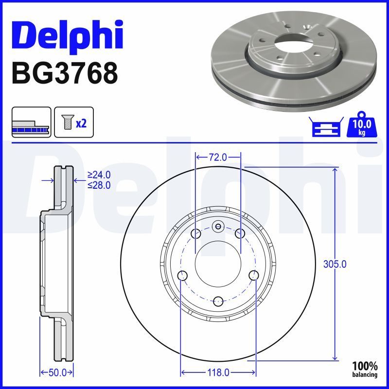 Гальмівний диск DELPHI BG3768