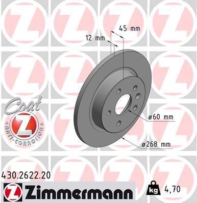 Гальмівний диск ZIMMERMANN 430262220 - zapix