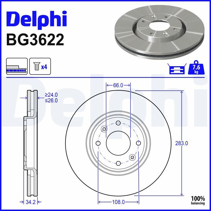 Гальмівний диск DELPHI BG3622