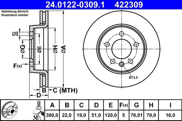 Гальмівний диск ATE 24012203091 - zapix