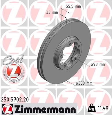 Гальмівний диск ZIMMERMANN 250570220 - zapix