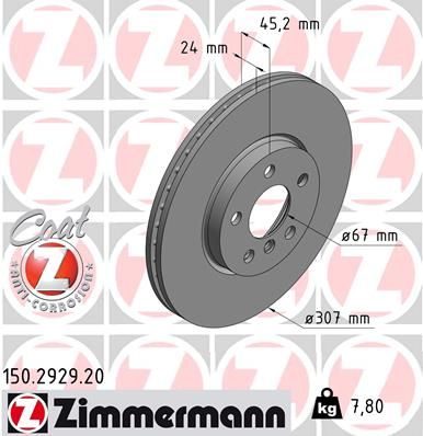 Гальмівний диск ZIMMERMANN 150292920 - zapix