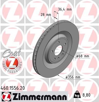 Гальмівний диск ZIMMERMANN 460155620 - zapix