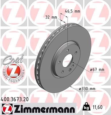 Гальмівний диск ZIMMERMANN 400367320 - zapix