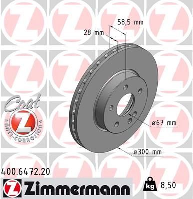 Гальмівний диск ZIMMERMANN 400647220 - zapix