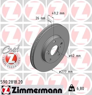 Гальмівний диск ZIMMERMANN 590281820 - zapix