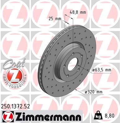 Гальмівний диск ZIMMERMANN 250137252 - zapix
