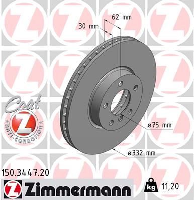 Гальмівний диск ZIMMERMANN 150344720 - zapix