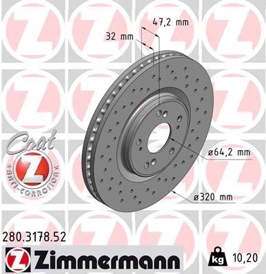 Гальмівний диск ZIMMERMANN 280317852 - zapix