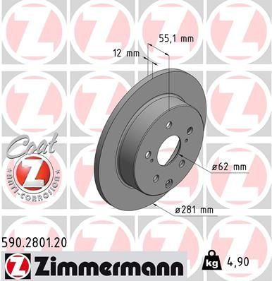 Гальмівний диск ZIMMERMANN 590280120 - zapix