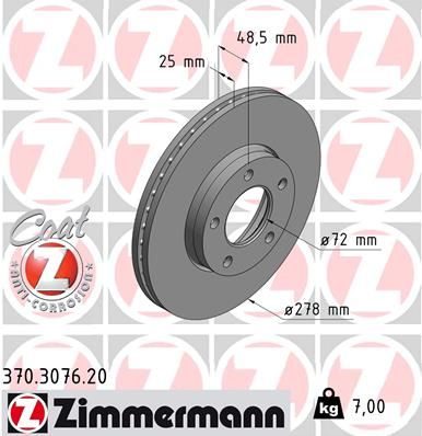 Гальмівний диск ZIMMERMANN 370307620 - zapix
