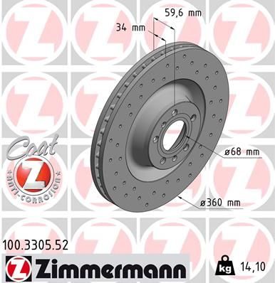 Гальмівний диск ZIMMERMANN 100330552 - zapix