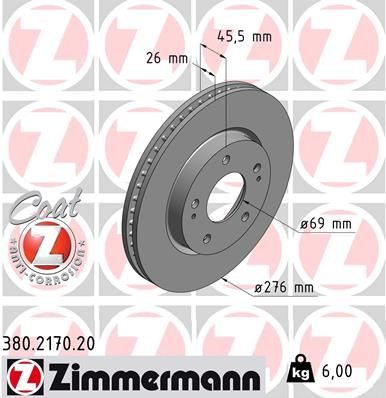 Гальмівний диск ZIMMERMANN 380217020 - zapix