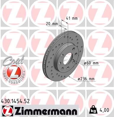 Гальмівний диск ZIMMERMANN 430145452 - zapix
