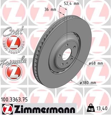 Гальмівний диск ZIMMERMANN 100336375 - zapix
