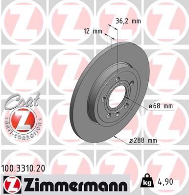 Гальмівний диск ZIMMERMANN 100331020 - zapix
