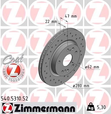 Гальмівний диск ZIMMERMANN 540531052 - zapix