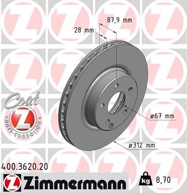 Гальмівний диск ZIMMERMANN 400362020 - zapix