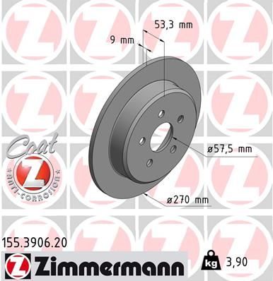 Гальмівний диск ZIMMERMANN 155390620 - zapix