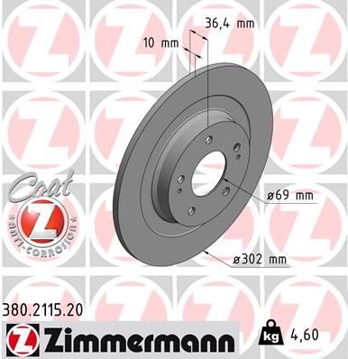 Гальмівний диск ZIMMERMANN 380211520 - zapix