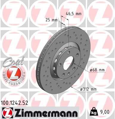 Гальмівний диск ZIMMERMANN 100124252 - zapix