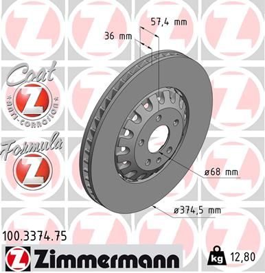 Гальмівний диск ZIMMERMANN 100337475 - zapix