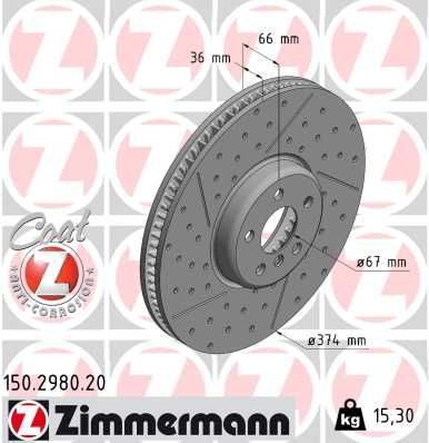 Гальмівний диск ZIMMERMANN 150298020 - zapix