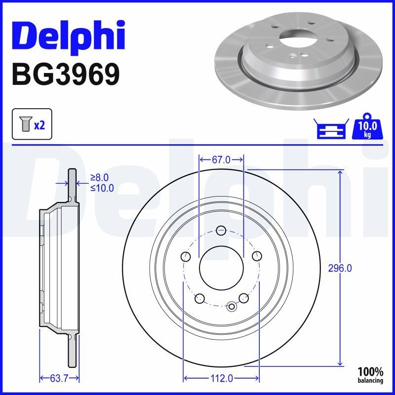 Гальмівний диск DELPHI BG3969 - zapix