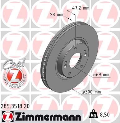 Гальмівний диск ZIMMERMANN 285351820 - zapix