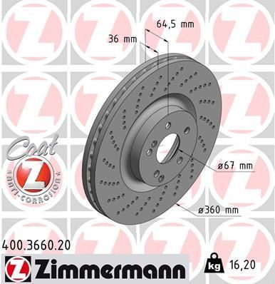 Гальмівний диск ZIMMERMANN 400366020 - zapix