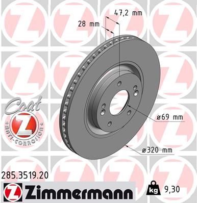 Гальмівний диск ZIMMERMANN 285351920 - zapix