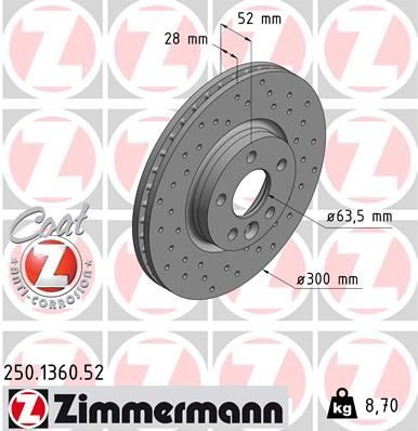 Гальмівний диск ZIMMERMANN 250136052 - zapix