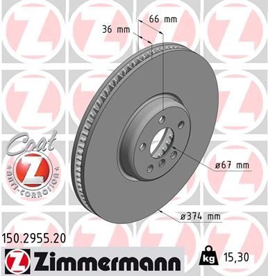 Гальмівний диск ZIMMERMANN 150295520 - zapix