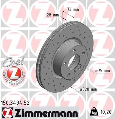 Гальмівний диск ZIMMERMANN 150349452 - zapix