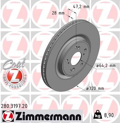 Гальмівний диск ZIMMERMANN 280319720 - zapix