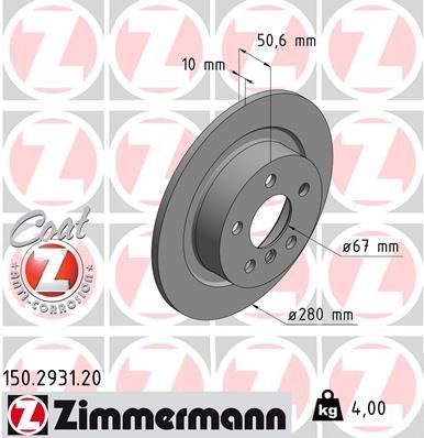Гальмівний диск ZIMMERMANN 150293120 - zapix