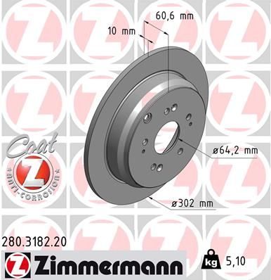 Гальмівний диск ZIMMERMANN 280318220 - zapix