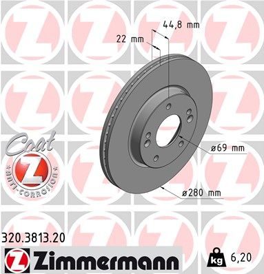 Гальмівний диск ZIMMERMANN 320381320 - zapix