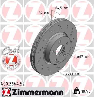 Гальмівний диск ZIMMERMANN 400366452 - zapix