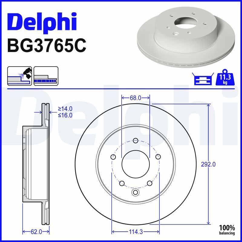 Гальмівний диск DELPHI BG3765C