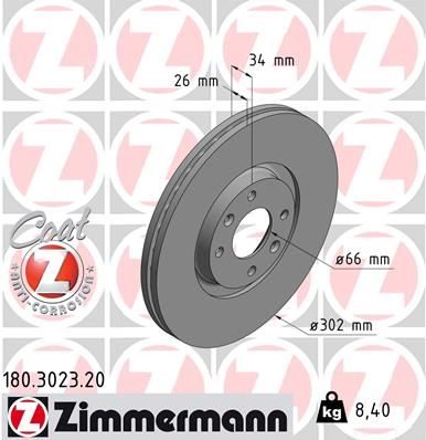 Гальмівний диск ZIMMERMANN 180302320 - zapix