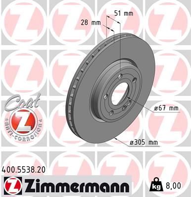 Гальмівний диск ZIMMERMANN 400553820 - zapix