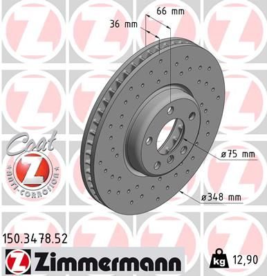 Гальмівний диск ZIMMERMANN 150347852 - zapix