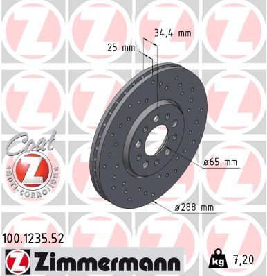 Гальмівний диск ZIMMERMANN 100123552 - zapix