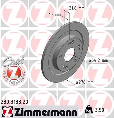 Гальмівний диск ZIMMERMANN 280318820 - zapix
