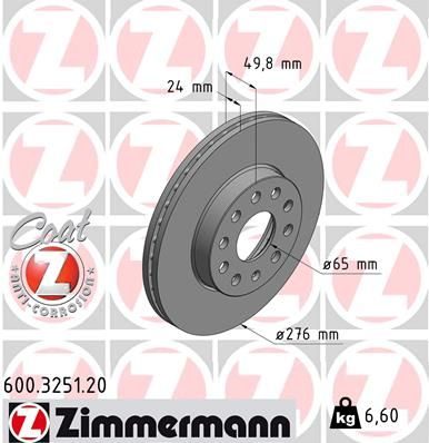 Гальмівний диск ZIMMERMANN 600325120 - zapix