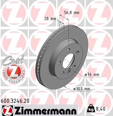 Гальмівний диск ZIMMERMANN 600324620 - zapix