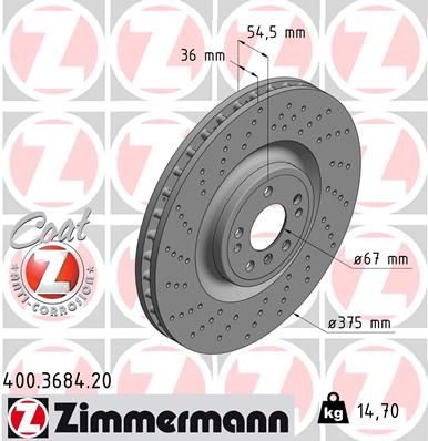 Гальмівний диск ZIMMERMANN 400368420 - zapix