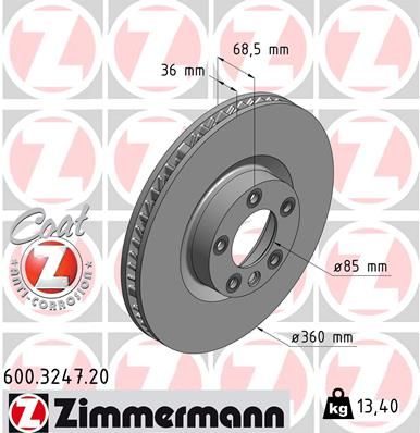 Гальмівний диск ZIMMERMANN 600324720 - zapix